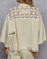3/4 Sleeve Denim & Lace Jacket - 2 Colors