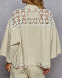 3/4 Sleeve Denim & Lace Jacket - 2 Colors