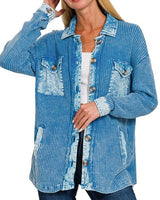 Washed Waffle Shacket - 2 Colors