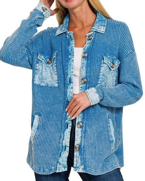 Washed Waffle Shacket - 2 Colors