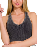 Washed Ribbed Racerback Bralette - 3 Colors