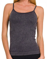 Washed Ribbed Seamless Cami w/ Bra