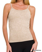 Washed Ribbed Seamless Cami w/ Bra