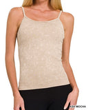 Washed Ribbed Seamless Cami w/ Bra