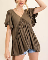 Short Sleeve Babydoll Top *3//COLORS*