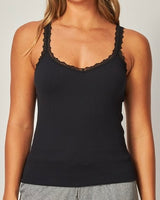 Ribbed Seamless Lace Trim Tank