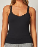 Ribbed Seamless Lace Trim Tank