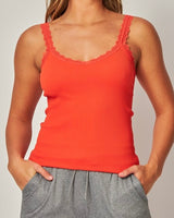 Ribbed Seamless Lace Trim Tank