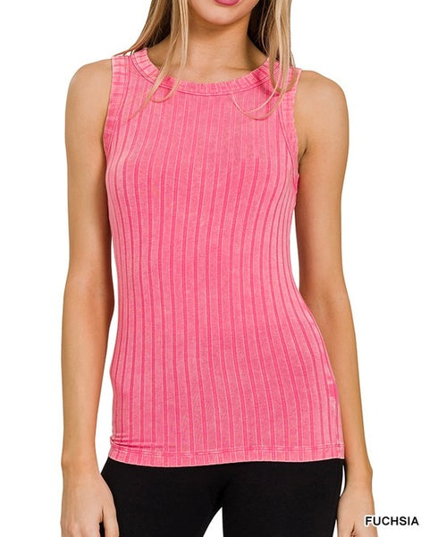 Washed Wide Ribbed Tank - 4 Colors