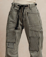 Braided Belt Stripe Patch Pant - Black