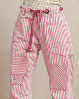 Braided Belt Stripe Patch Pant - 3 Colors