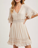 V-Neck Lace Trim Dress