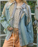 Mixed Fabric Button Down