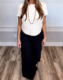 Cable Knit Short Sleeve Sweater - Ivory