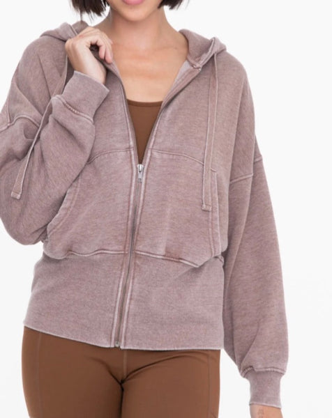 Wash Zip-Up Hoodie Sweatshirt *5//COLORS*