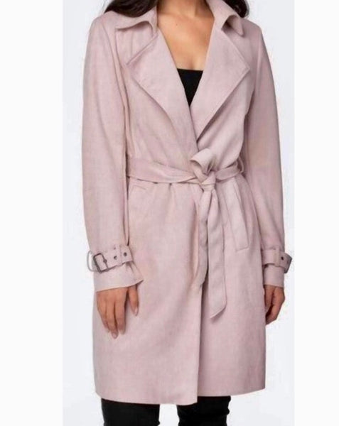 Blush Suede Trench Coat