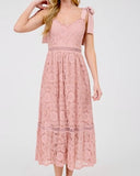 Lace Midi Dress - Blush