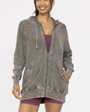 Washed Waffle Hooded Zip-Up - 2 Colors