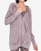 Washed Waffle Hooded Zip-Up - 2 Colors