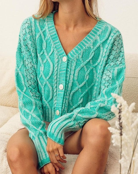 Turquoise Cable Knit Sweater