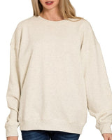 Long Fleece Sweatshirt - Heather Vanilla