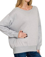 Wide Neck Fleece Sweatshirt - 2 Colors