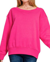 Wide Neck Fleece Sweatshirt - 2 Colors
