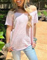 Off Shoulder Distressed Tee *6//COLORS*