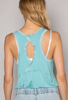 Lace Trim Henley Tank - 2 Colors