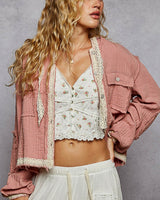 Gauze Hooded Jacket - Dusty Rose
