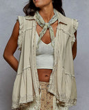 Lace Detail Vest - Natural