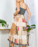 Denim & Patchwork Midi Dress
