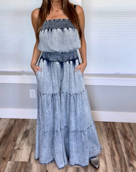 Denim Tiered Jumpsuit