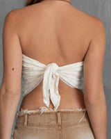 Lace Tie Back Scarf Top - Cream