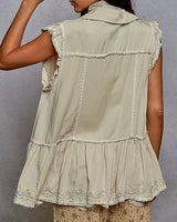 Lace Detail Vest - Natural