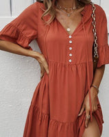 Tiered Button Detail Dress *3//COLORS*