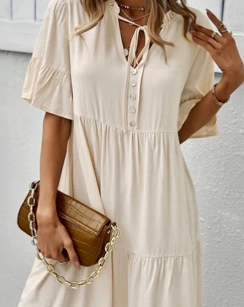 Tiered Button Detail Dress *3//COLORS*