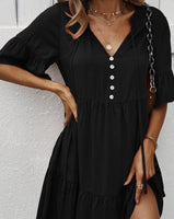 Tiered Button Detail Dress *3//COLORS*