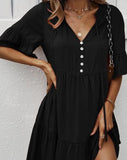 Tiered Button Detail Dress *3//COLORS*