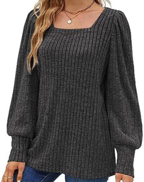 Ribbed Square Neck Sweater *2//COLORS*