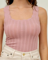 Scallop Edge Sweater Tank - Blush