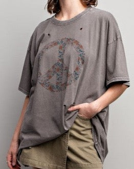 Distressed Mineral Washed Oversized Tee