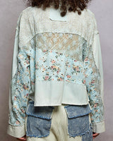 Mixed Fabric Button Down - Light Blue