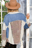 Waffle & Denim Jacket - OATMEAL