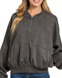 Washed Fleece Bomber - 2 Colors