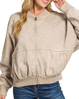 Washed Fleece Bomber - 2 Colors