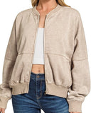 Washed Fleece Bomber - 2 Colors