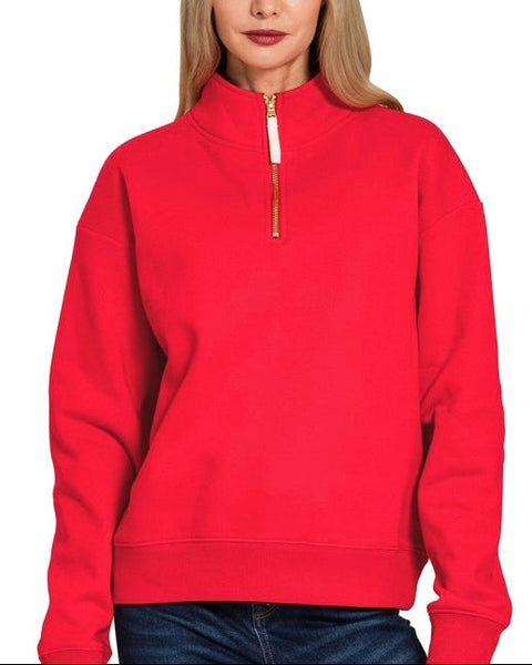 Half Zip Fleece Sweatshirt - 2 Colors