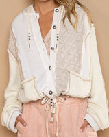 Cream Multi Zip-Up Hooded Jacket