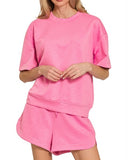 Short Sleeve Scuba Short Set - *2 Colors*